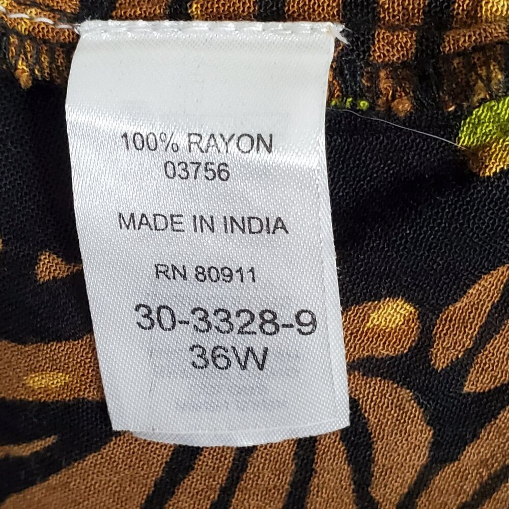 Roamans Sz 36W Tunic Blouse Button Front Flowy Lightweight Rainbow Animal Print - Picture 5 of 12